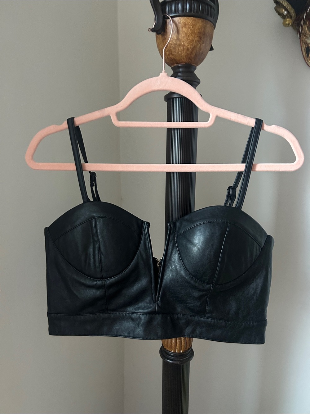 Black Faux Leather Bustier Bandeau - Women Intimates